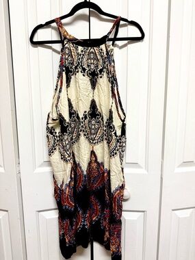 Sleeveless Paisley Midi Dress in Cream & Black